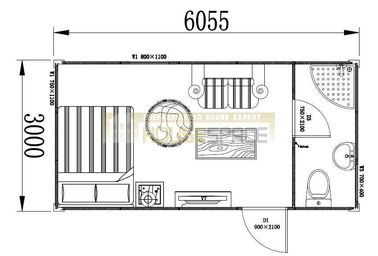 Layout of Anti-Rusted Steel Frame Modular Cottage for Vacation - Container Chalet